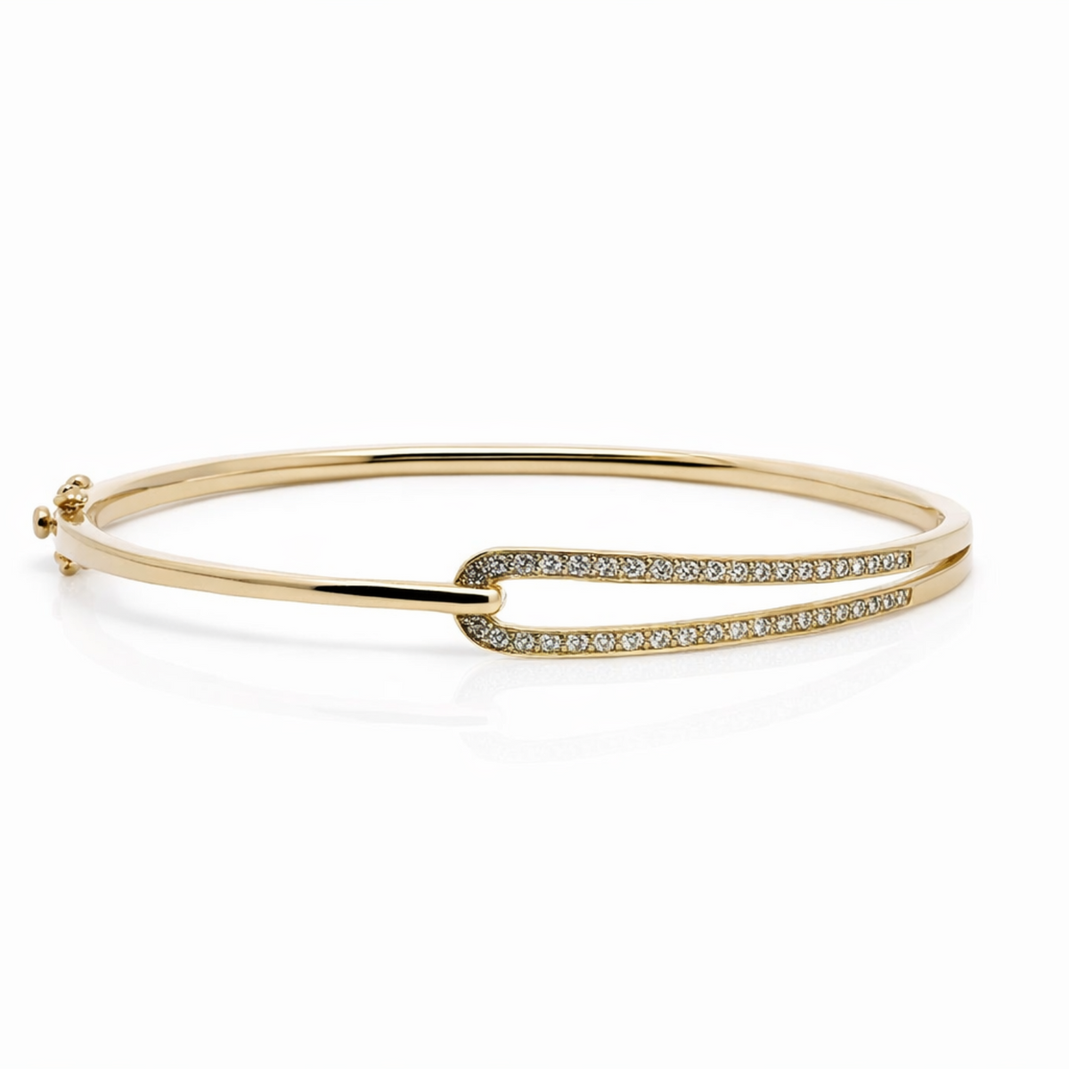 9ct Yellow Gold Diamond Set Buckle Design Bangle