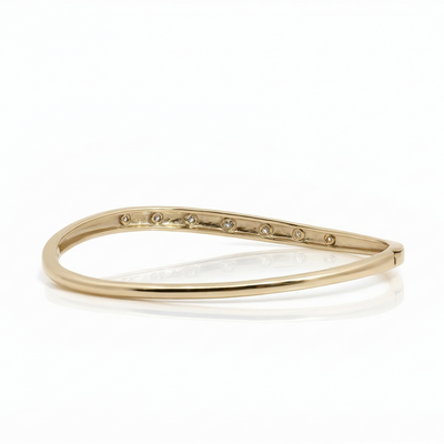 9ct Yellow Gold Lab Grown Diamond Set Hinged Bangle - alternate