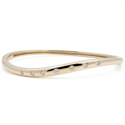 9ct Yellow Gold Lab Grown Diamond Set Hinged Bangle