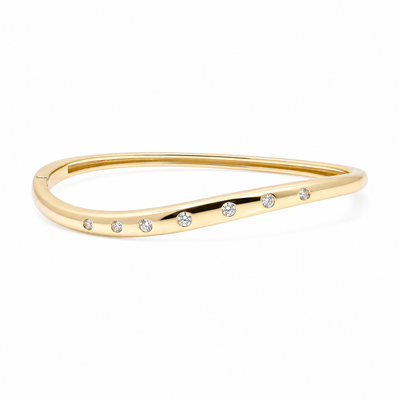 9ct Yellow Gold Lab Grown Diamond Set Hinged Bangle