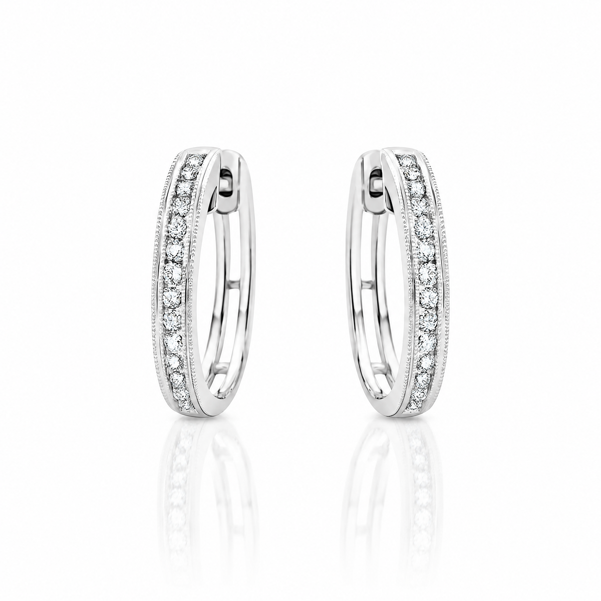 18ct White Gold Diamond Huggie Earrings