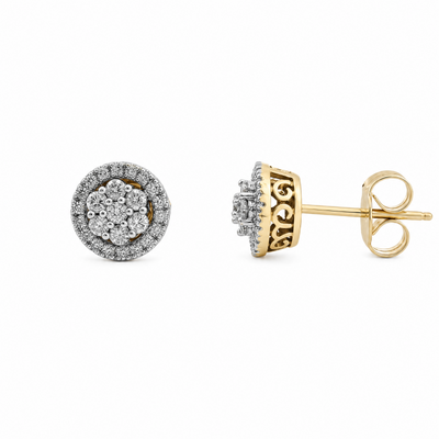 9ct Yellow Gold Flower Cluster Earrings