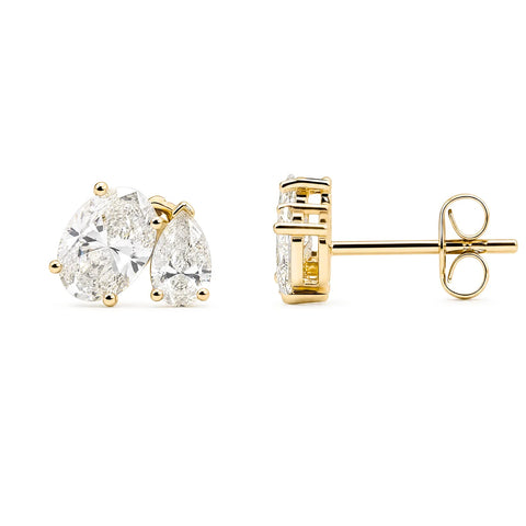 9ct Yellow Gold Oval & Pear Lab Grown Diamond Earrings