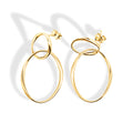 9ct Yellow Gold Interlocking Oval Hoop Drop Earrings