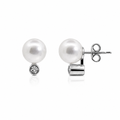 9ct White Gold Pearl And Diamond Earrings