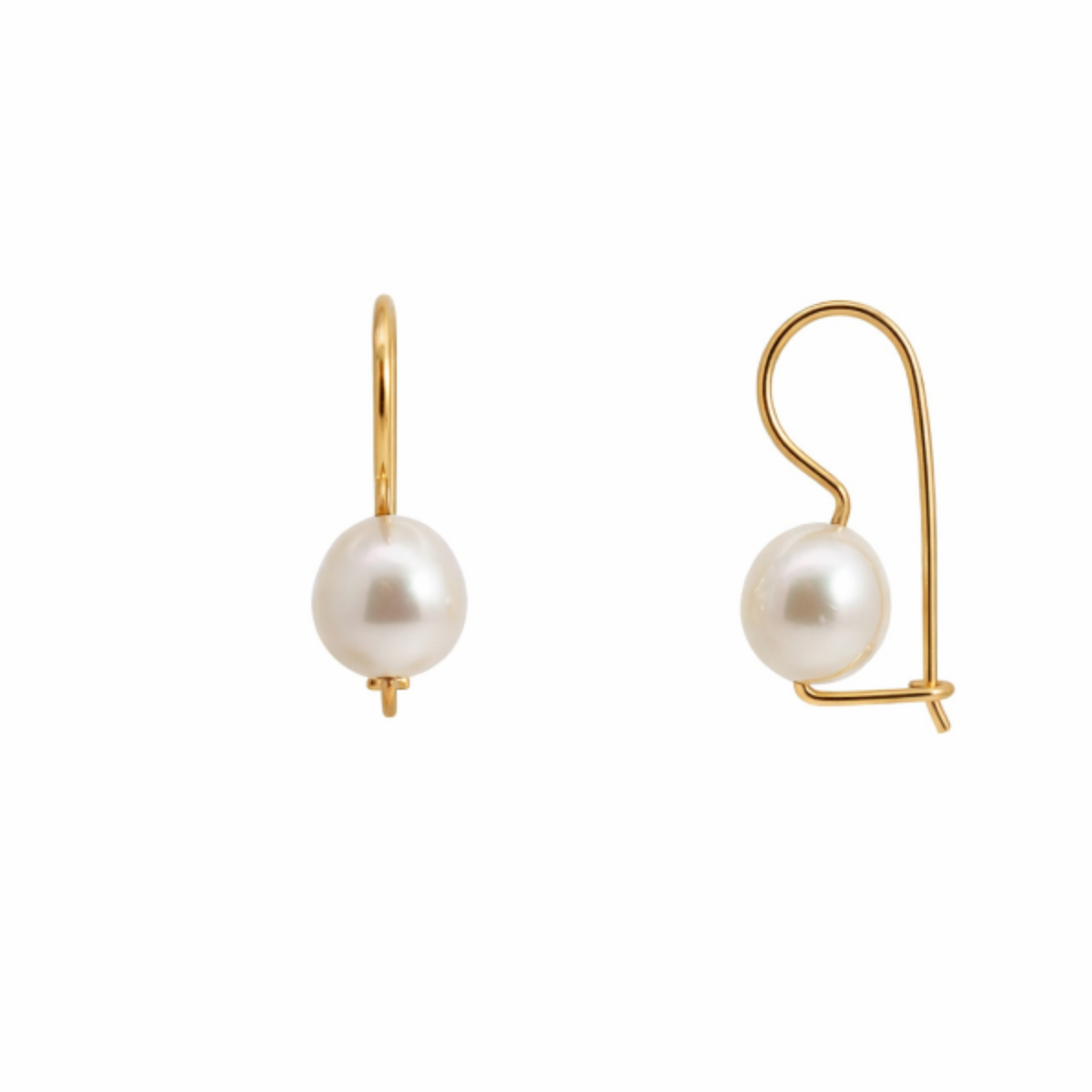 9ct Yellow Gold Freshwater Pearl Euro Ball Earrings