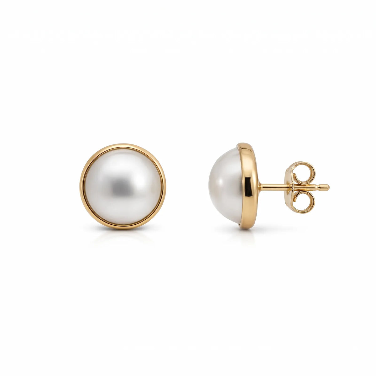 9ct Yellow Gold Mabe Pearl Earrings