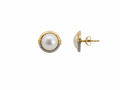 9ct Yellow Gold Mabe Pearl And Diamond Earrings