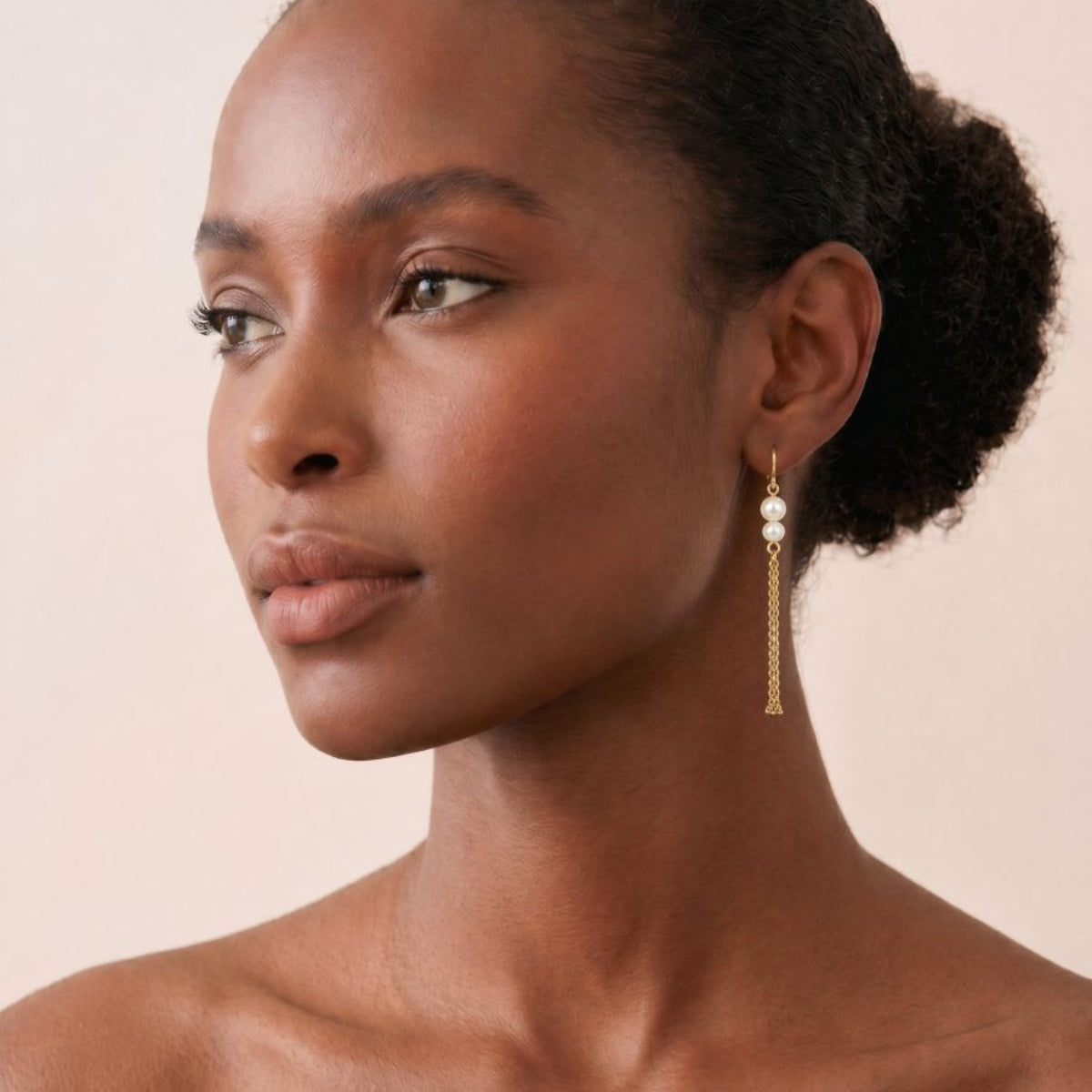9ct Yellow Gold Double Freshwater Pearl Drop Earrings