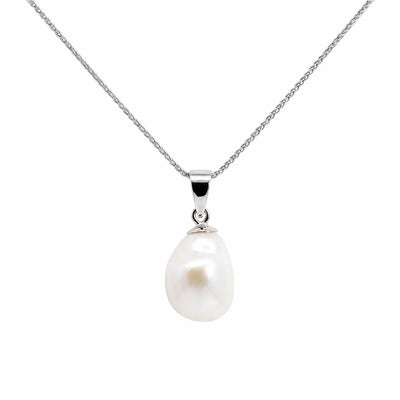 9ct White Gold Baroque Pearl Pendant