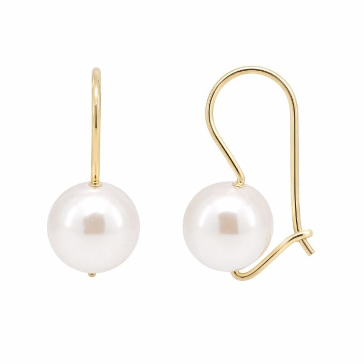 9ct Yellow Gold Freshwater Pearl Euro Earrings
