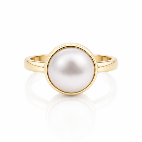 9ct Yellow Gold Round Mabe Pearl Ring