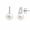 9ct White Gold Diamond & Pearl Stud Earrings