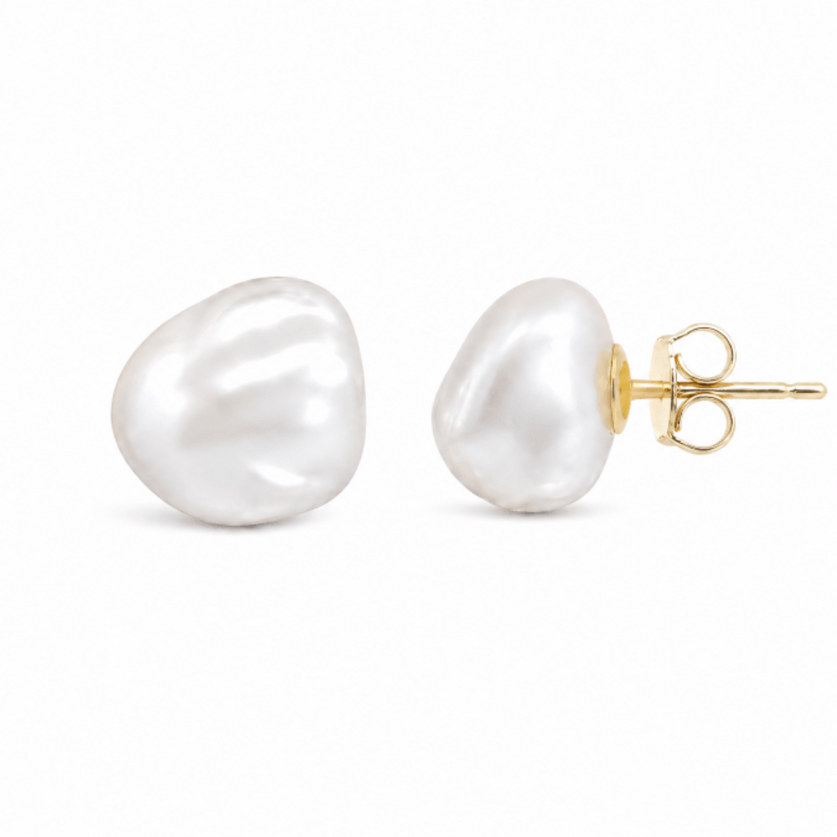 9ct Yellow Gold Keshi Pearl Stud Earrings