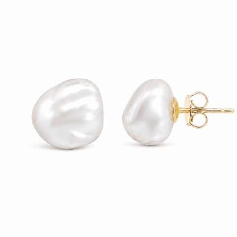 9ct Yellow Gold Keshi Pearl Stud Earrings