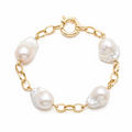 9ct Yellow Gold Belcher Bracelet With Stationed Baroque Pearls