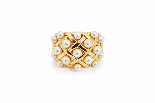9ct Yellow Gold Freshwater Pearl Coco Ring