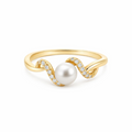 10ct Yellow Gold Pearl and Diamond Swirl Ring