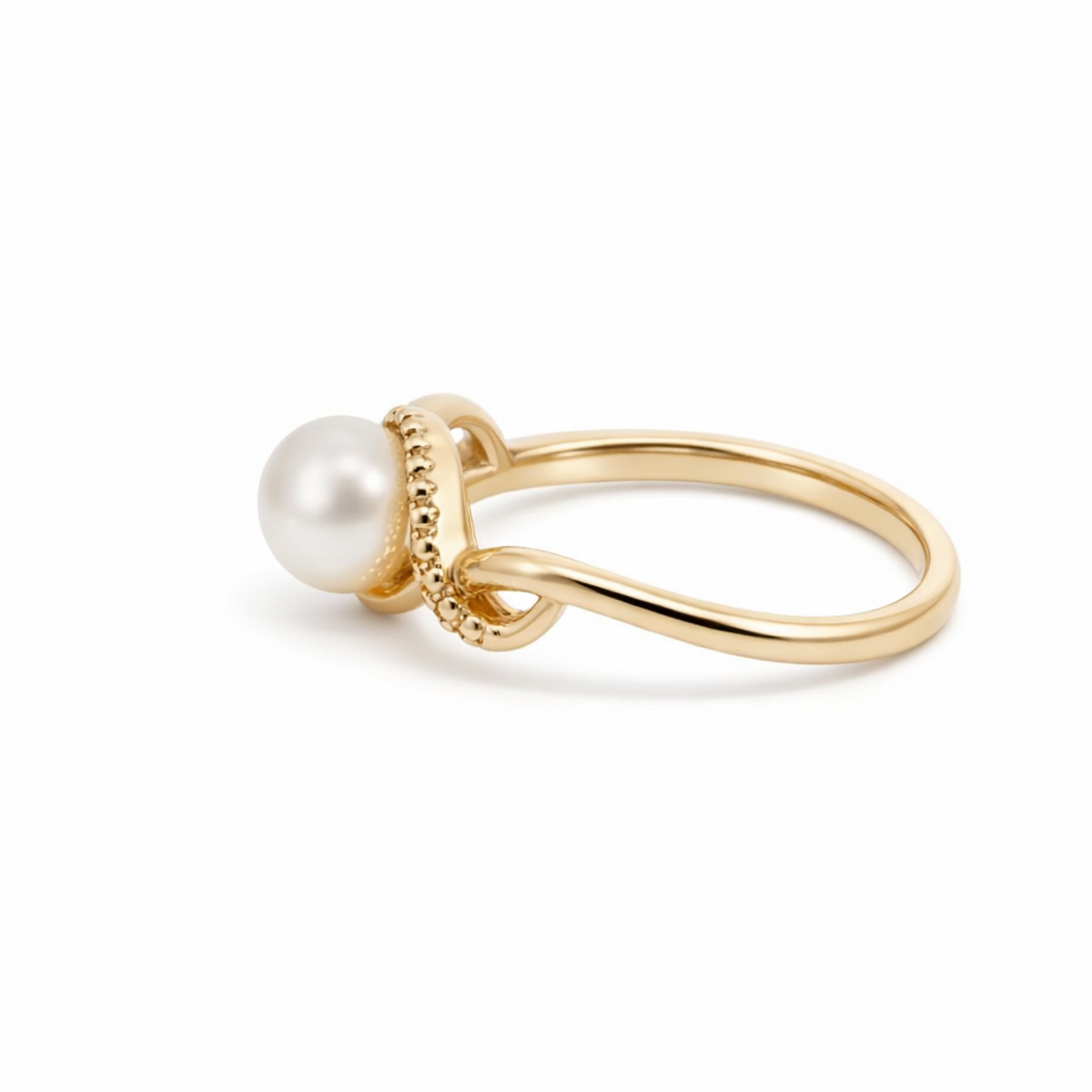 10ct Yellow Gold Pearl and Diamond Swirl Ring