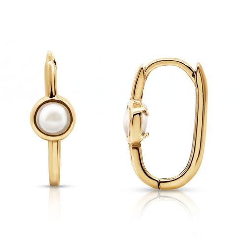 9ct Yellow Gold Freshwater Pearl Set Huggie Earrings