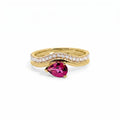 9ct Yellow Gold Rhodolite Garnet & Lab Grown Diamond Dress Ring