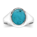 Gents Sterling Silver Oval Turquoise Signet Ring
