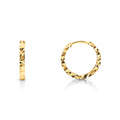 9ct Yellow Gold Round Diamond Cut Hoop Earrings