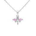 Sterling Silver Clear And Pink CZ Dragonfly Small Pendant