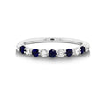 9ct White Gold Alternating Sappire & Diamond Ring
