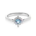 9ct White Gold London Blue Topaz & Diamond Dress Ring