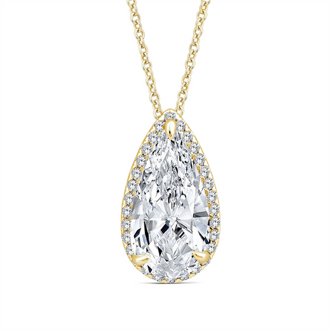 18ct Yellow Gold Pear Shape Lab Grown Diamond Necklace