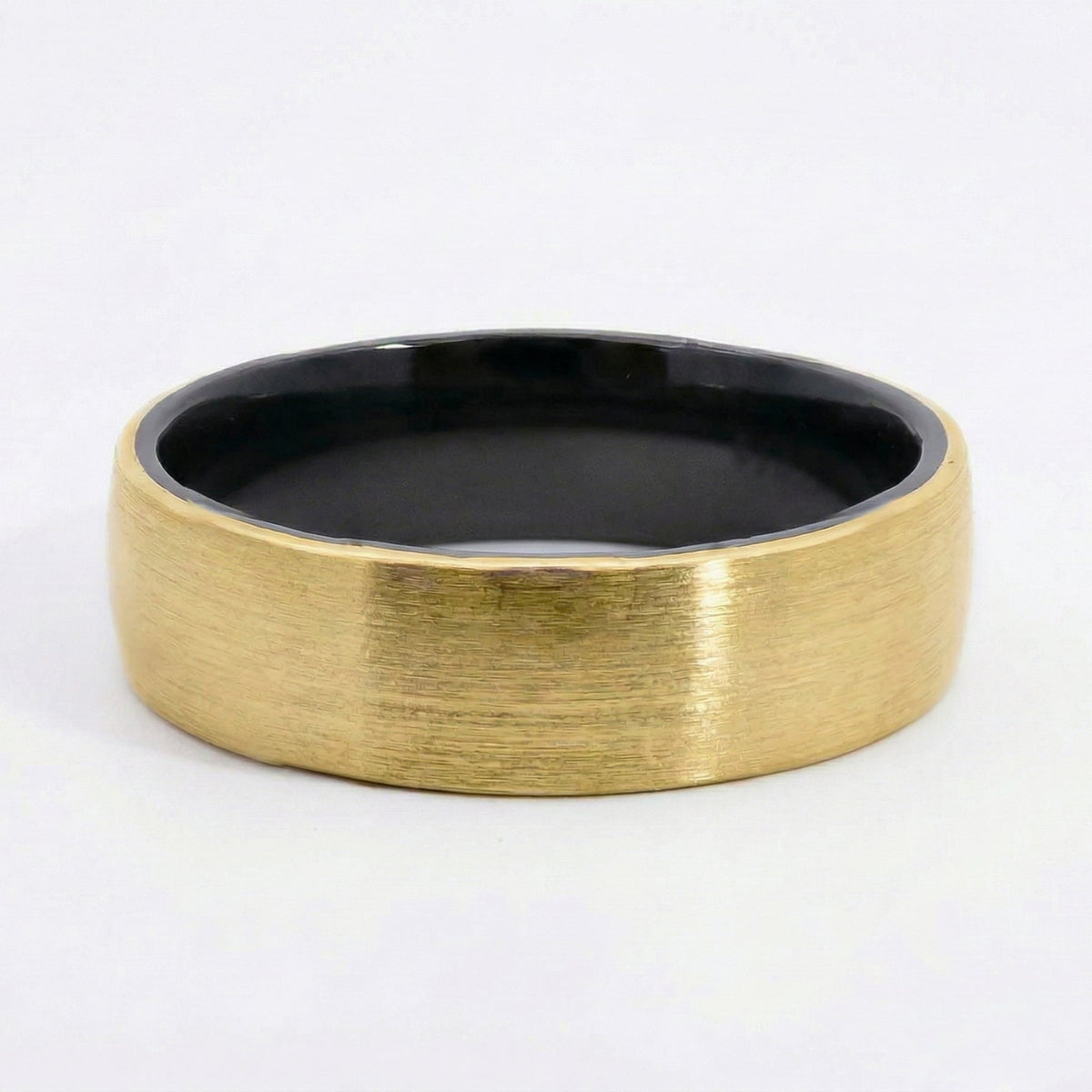 9ct Yellow Gold And Black Zirconium Men's Wedding Ring