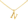 9ct Yellow Gold Diamond Set Block Initial Letter N
