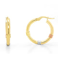 9ct Yellow Gold Hoops With Three Tone Detail
