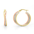 9ct Three Tone Twist Hoops