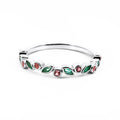 9ct White Gold Emerald & Pink Tourmaline Ring