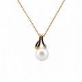 9ct Yellow Gold Freshwater Pearl And Diamond Pendant