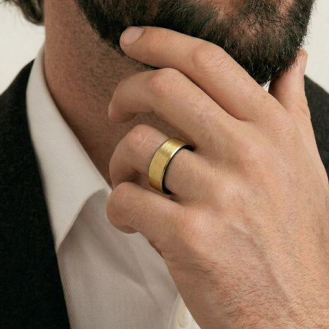 9ct Yellow Gold And Black Zirconium Men's Wedding Ring - alternate view