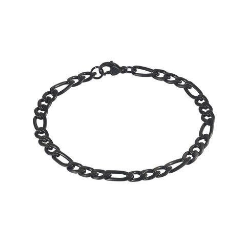 Mens Black Stainless Steel Figaro Bracelet - alternate view