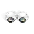 Sterling Silver Tahitian Pearl Hoop Earrings