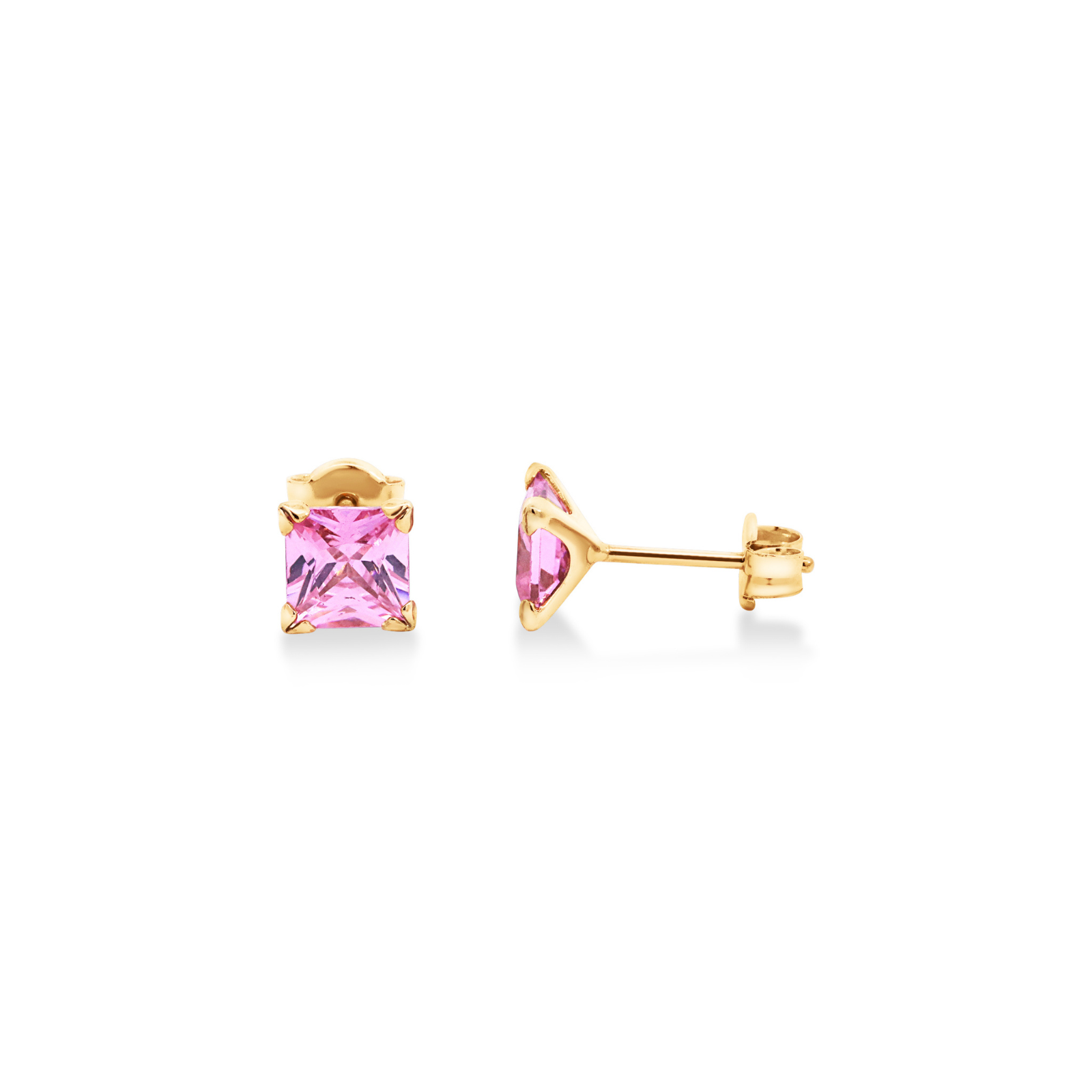 9ct Yellow Gold Pink Cubic Zirconia Earrings