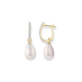 9ct Yellow Gold Diamond & Freshwater Pearl Earrings