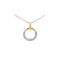 9ct 3 Tone Diamond Set Open Circle Pendant
