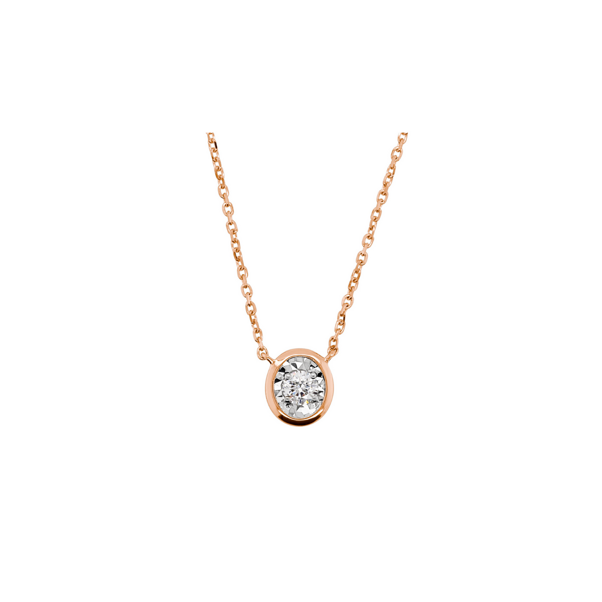 9ct Rose Gold Oval Diamond Pendant