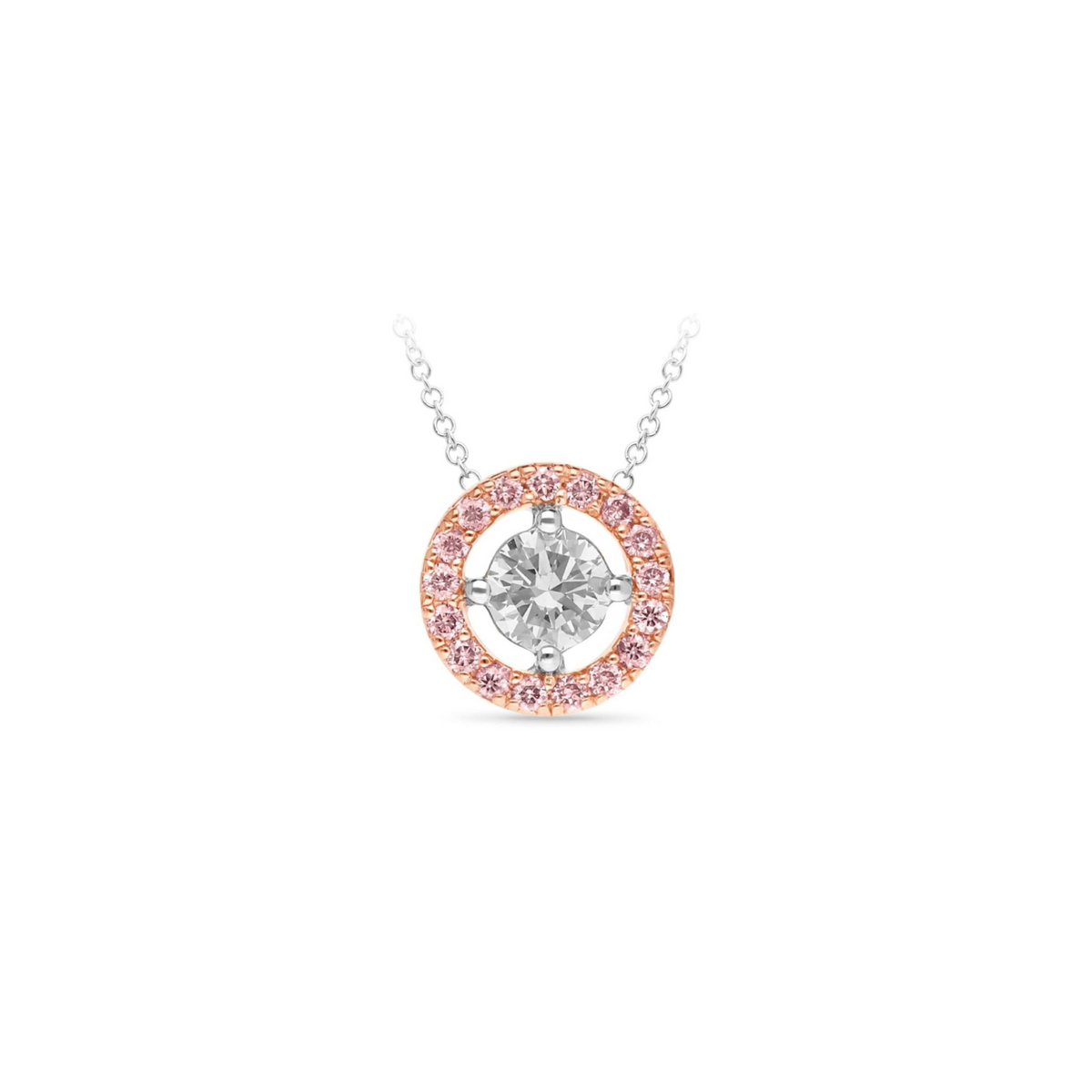 9ct Two Tone Australian Pink Diamond Necklace