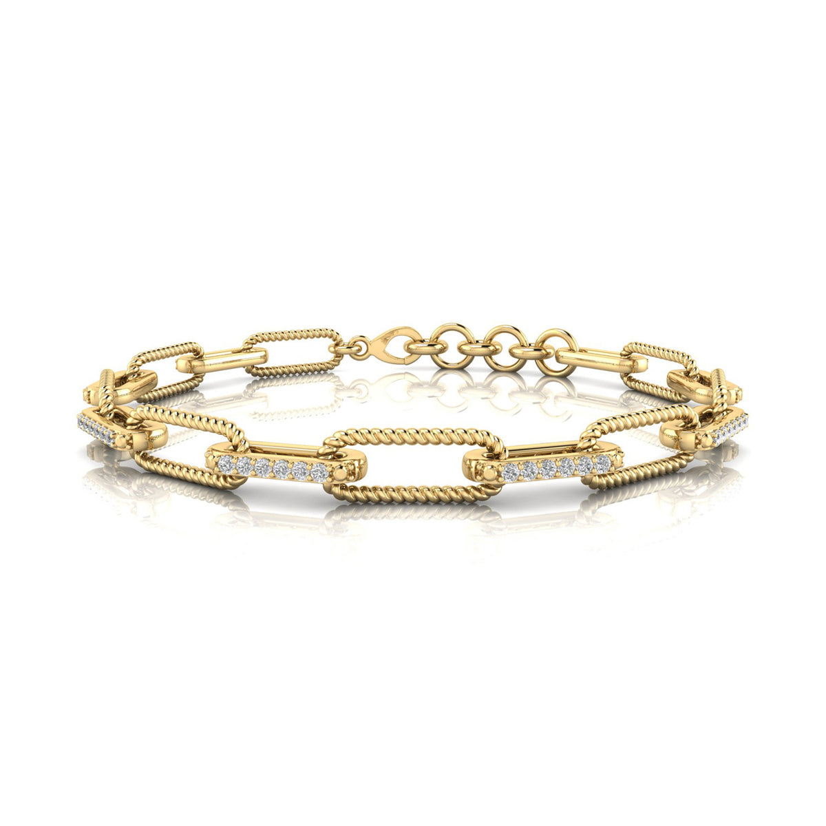 Gold Vermeil 22ct Paperlink Bracelet With Lab Grown Diamonds
