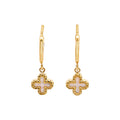 9ct Yellow Gold Sleeper With Mother Of Pearl Four Leaf Clover Drop
