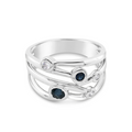 9ct White Gold Wide Sapphire And Diamond Ring
