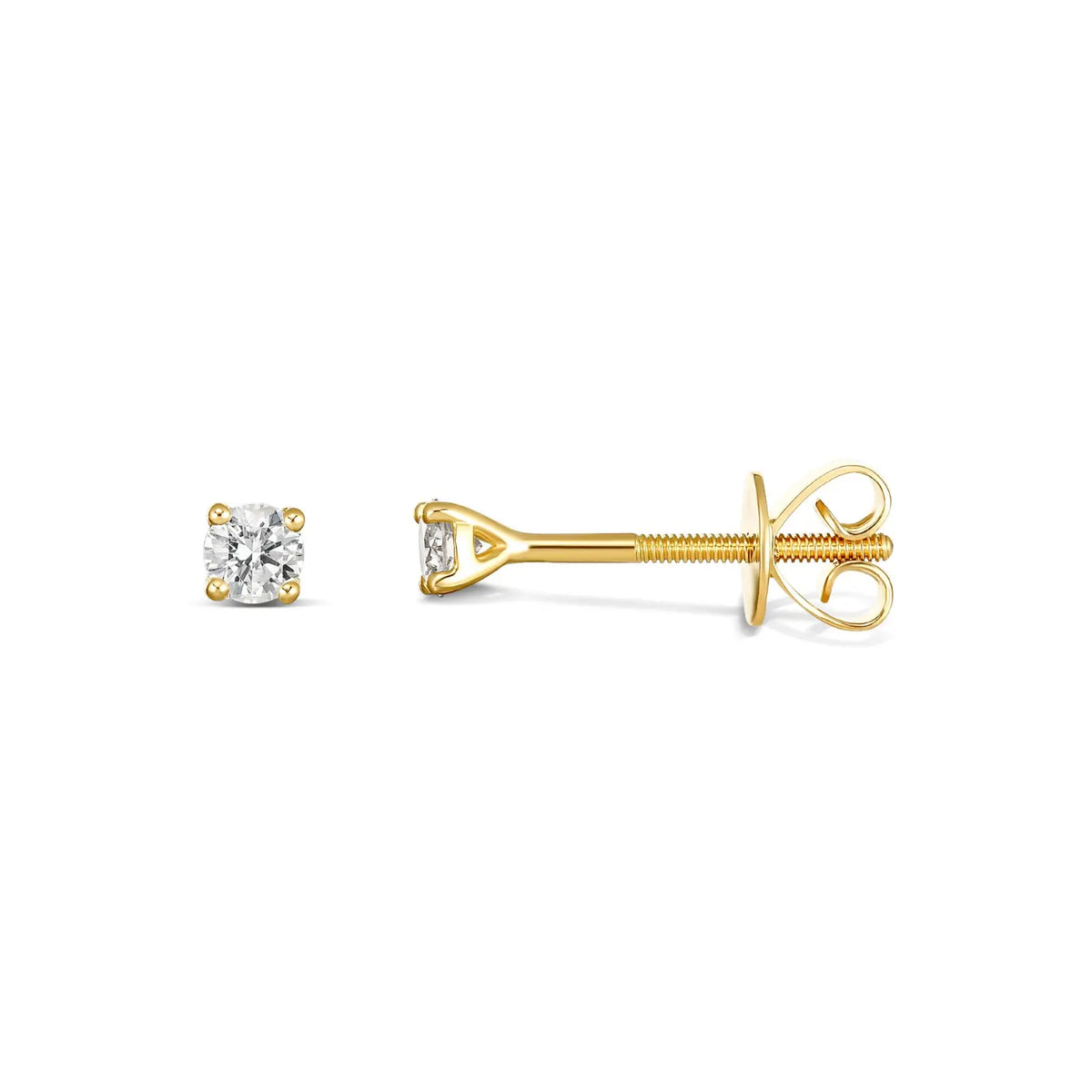 18Ct Yellow Gold Diamond Claw Set Stud Earrings