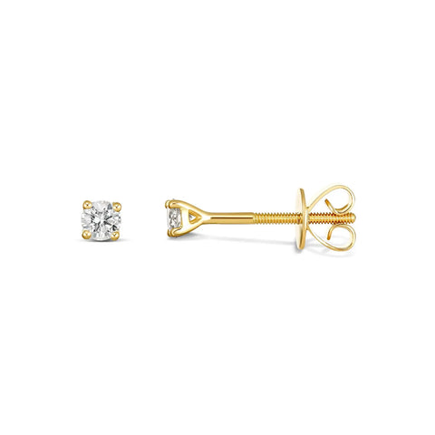 18Ct Yellow Gold Diamond Claw Set Stud Earrings